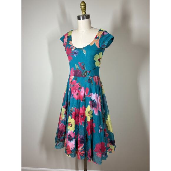 Anthropologie Weston Wear Quinby Dress Med Mesh Tulle Floral Coquette Open Back - Picture 1 of 16